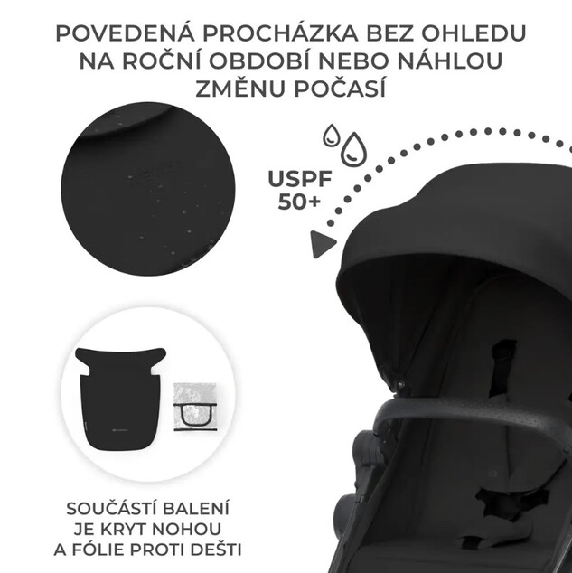 KINDERKRAFT Kočík kombinovaný 4v1 Newly Classic Black + Mink PRO