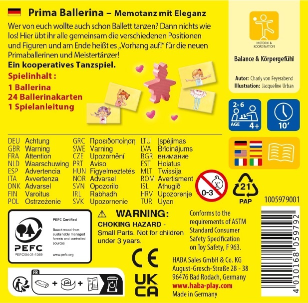 Haba Mini játék gyerekeknek Prima Balerína 4 éves kortól