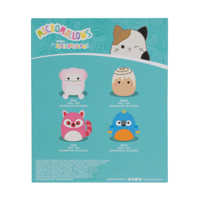 SQUISHMALLOWS Micromallows 4Pack - Mýval, Bigfoot, Ara, Skořicová rolka