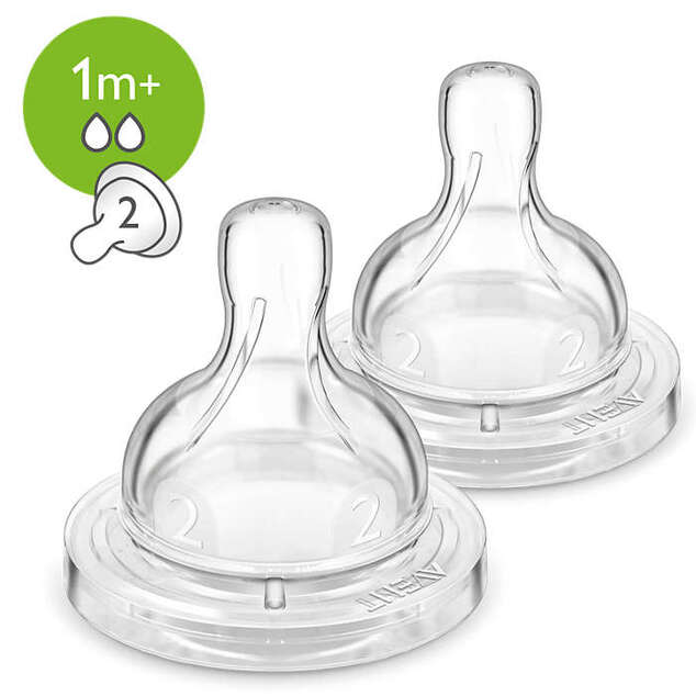 Avent Schnuller Classic 2 Löcher ab 1 m 2 Stück
