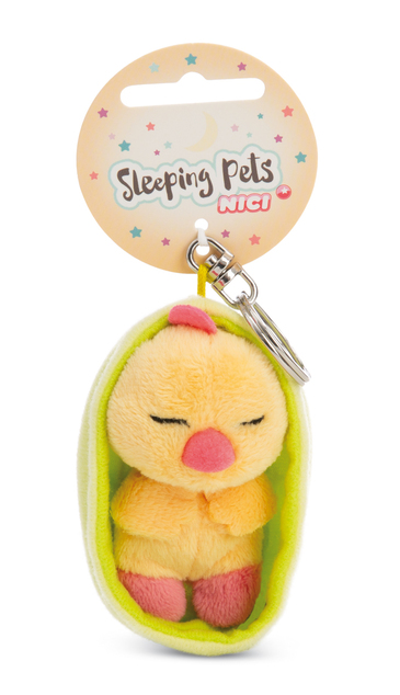 NICI Schlüsselanhänger schlafendes Küken 12 cm, hellgrüner Korb, GREEN