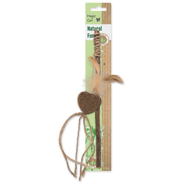 Toy Magic Cat Natural Fun Mallet-Herz mit natürlichen Federn und Schnüren 25 cm