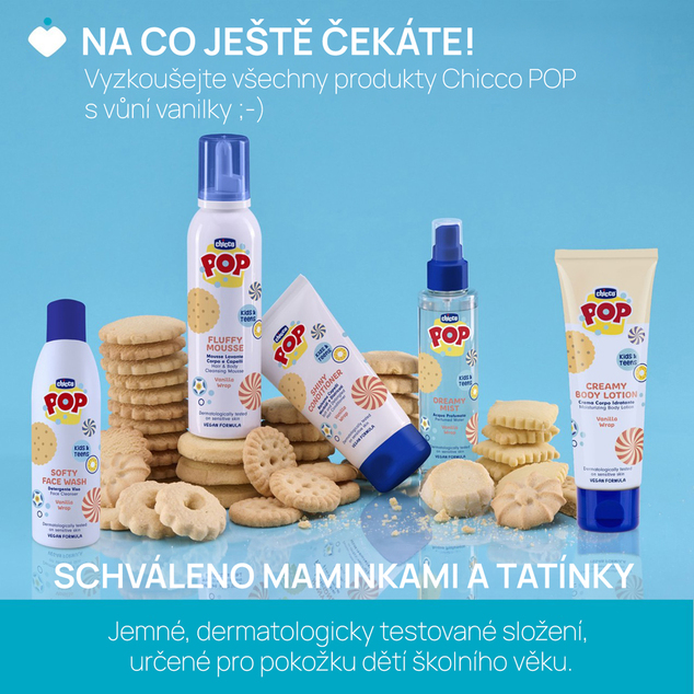 CHICCO Gel limpiador suave para el rostro POP Softy Vainilla 150ml con dispensador espumante