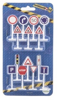 Dopravné značky 14ks plast 5,5 cm na karte