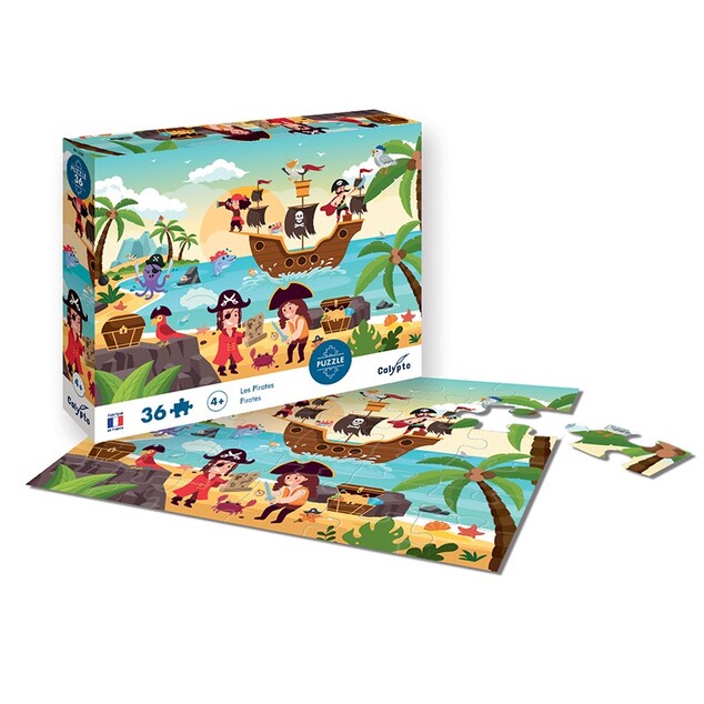 SENTOSPHERE Puzzle pentru copii cu poster Pirați 36 piese