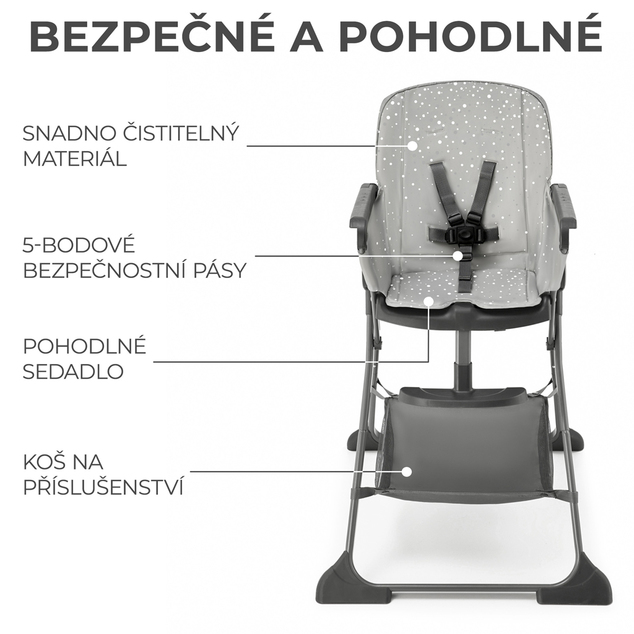 KINDERKRAFT Chaise haute Foldee Grey