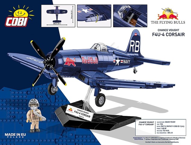 Cobi 26634 VOUGHT F4U CORSAIR FLYING BULLS, 1:32, 665 k, 1 f