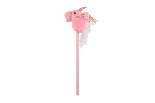 Einhorn auf einem 80 cm langen Plüschstab mit Batterien und Sound in Rosa