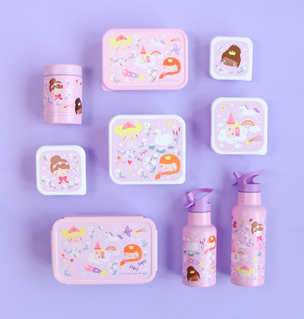 A Little Lovely Company – boîte à déjeuner en inox avec couvercle en plastique – princesses