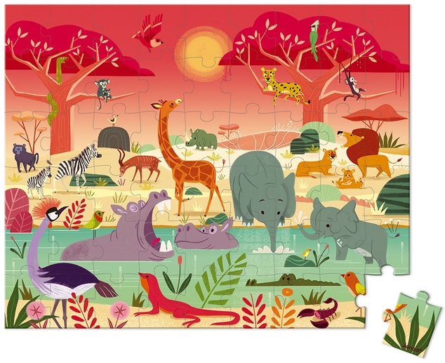 Janod Puzzle v kufríku Savana 54 ks