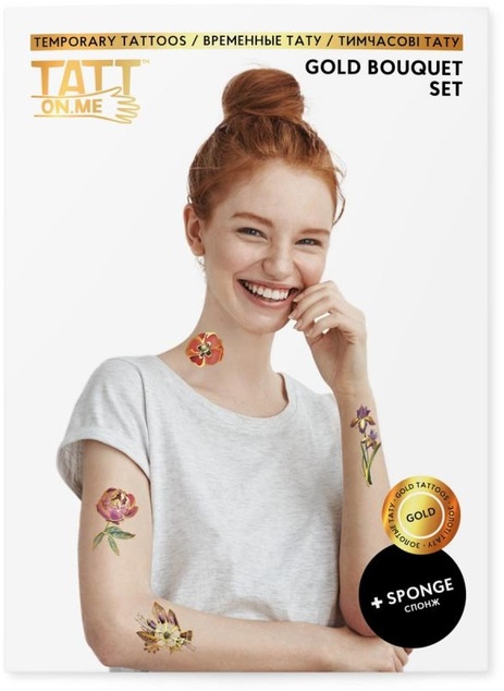 TATTonMe Metalické tetovačky pre ženy Kytice sada Gold