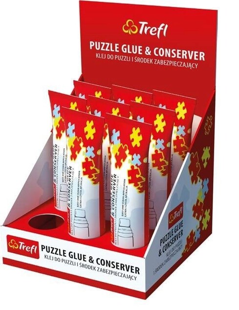 Schlagen Sie den Kleber auf das Puzzle