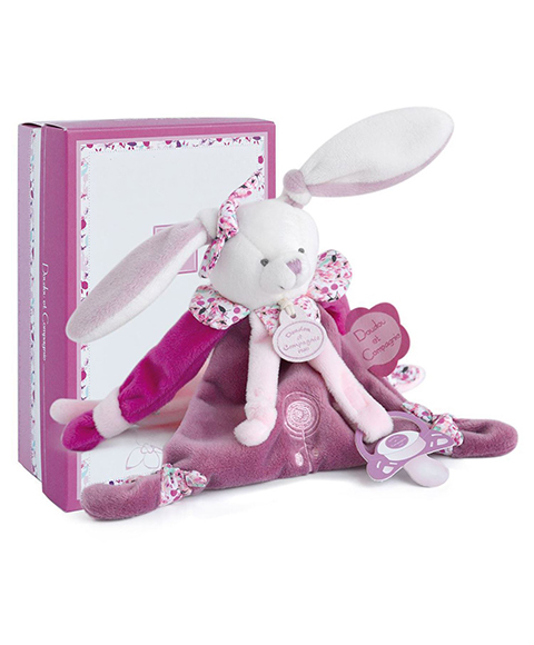 Doudou Hračka s úchytom na cumlík králiček 17 cm