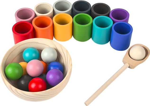 2Kids Toys Dúhové guličky a kalíšky 12 farieb