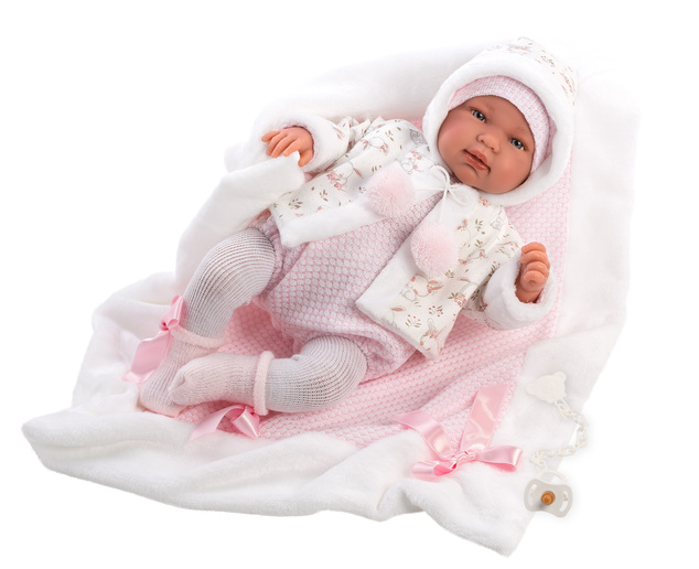 Llorens 844P NEW BORN 2 v 1 - realistická bábika bábätko so zvukmi a mäkkým látkovým telom