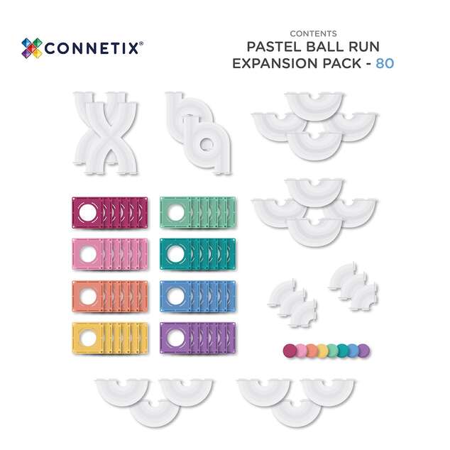 CONNETIX® Pastel Ball Run Expansion Pack magnetická stavebnica 80 ks
