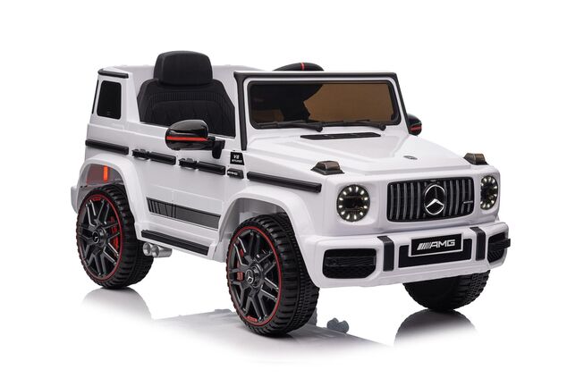 Elektrické autíčko Mercedes G, biele, Jednomiestne sedadlo, 12V batéria, 2,4 GHz DO, 2X MO
