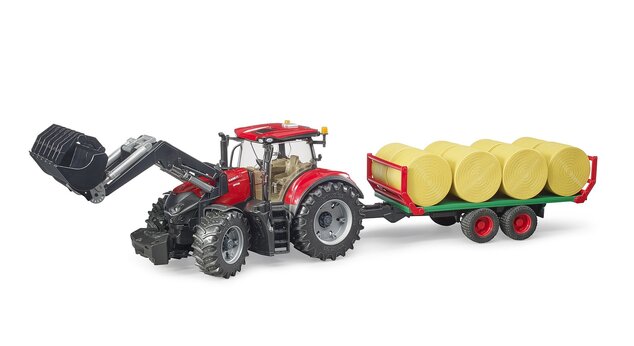 Bruder 03198 CASE IH Optum s prepravníkom na balíky