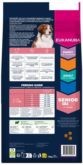 Krmivo EUKANUBA Senior Small and Medium rich in lamb 12 kg