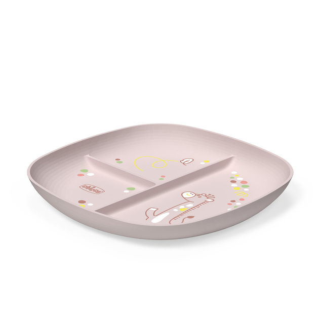 CHICCO Podijeljeni tanjur pink 12m+