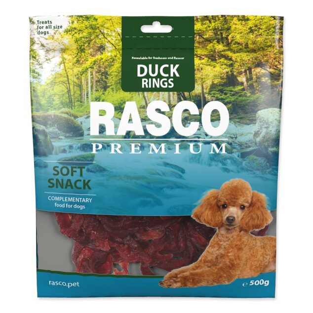 Pochúťka Rasco Premium kačka, krúžky 500g