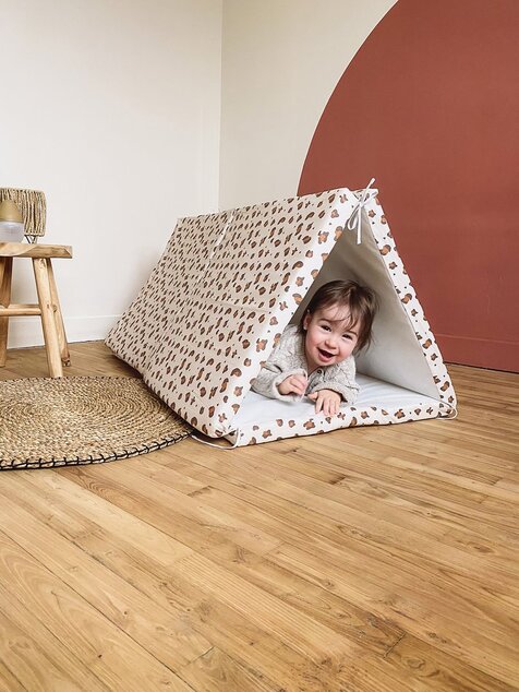 Tappetino da gioco pieghevole imbottito per bambini 5 in 1, Leopardo