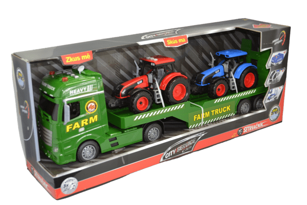 CITY SERVICE CAR - 1:12 Farmársky tahač s vlekom a 2 traktory