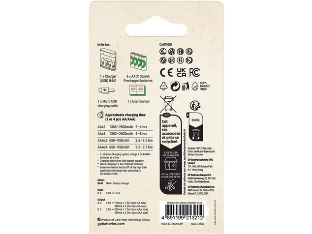 GP USB nabíjačka Eco E441 + 4AA GP ReCyko 2100