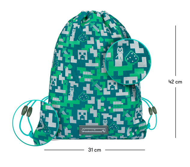 MINECRAFT SET 2 Silber Creeper: Handtuch, Tasche