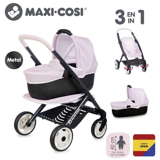 Smoby Kombinovaný kočík Maxi Cosi pre bábiky svetlo ružový