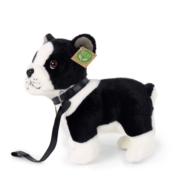 Cane di peluche Boston Terrier con guinzaglio alto 23 cm ECO-FRIENDLY