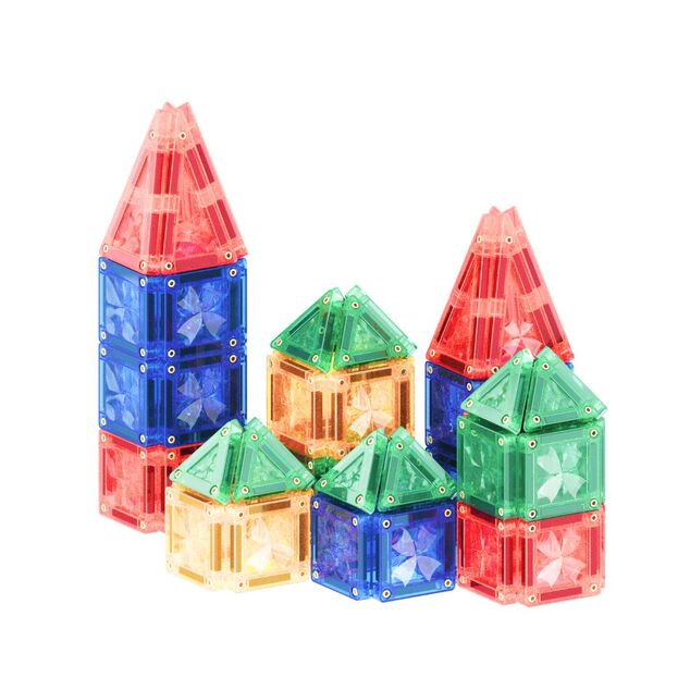 Cleverclixx Magnetická stavebnice Mini Tiles Pack Intense – 28 ks
