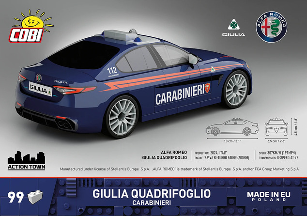 Cobi 24654 Alfa Romeo Giulia Quadrifoglio Carabinieri, 1:35, 99 k