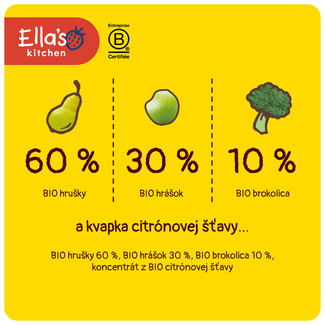Ella's Kitchen BIO Hruška, hrášok a brokolica (120 g)
