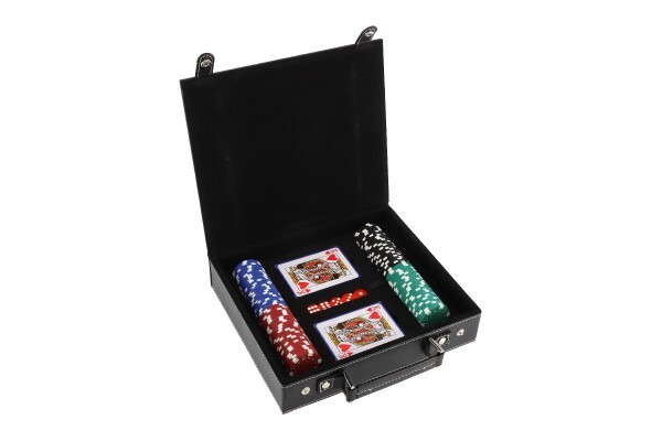 Poker sada 100ks + karty a kocky, v kufríku, 28x25x8cm