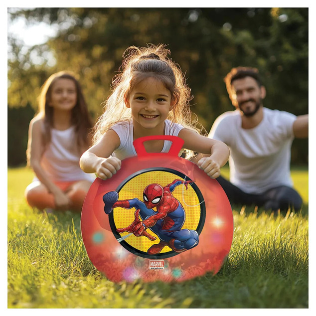 Aufblasbarer Hüpfball mit Lichteffekten 45 cm rot - Spider-Man
