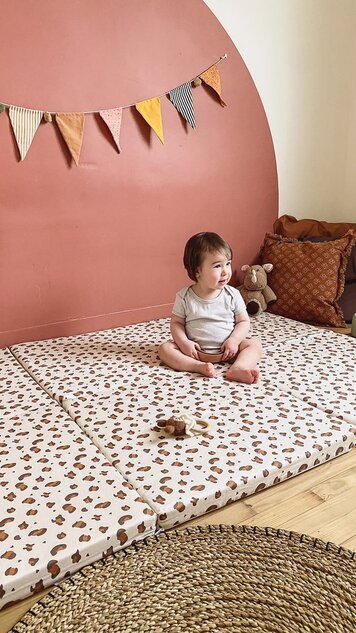 Tappetino da gioco pieghevole imbottito per bambini 5 in 1, Leopardo