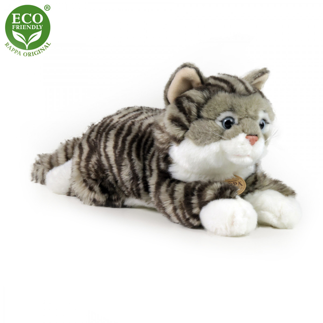 Plyšová mourovatá mačka šedá 40 cm ECO-FRIENDLY