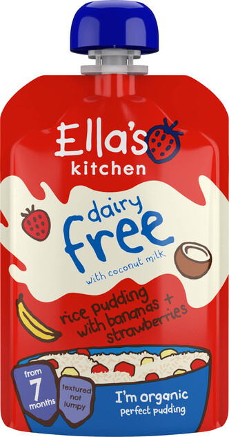 Ella's Kitchen BIO Nemliečny ryžový nákyp s banánmi a jahodami (80 g)