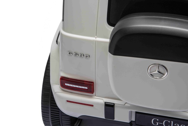 Auto elettrico Mercedes G580 12V, bianco, telecomando 2,4 GHz, Bluetooth, USB /