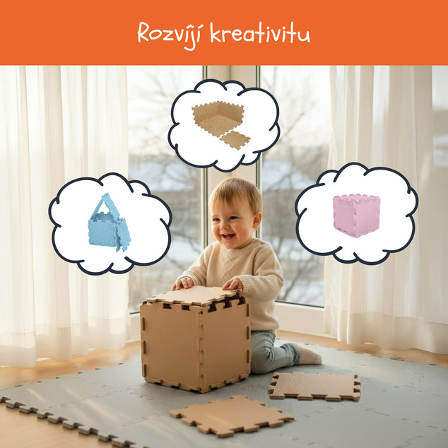 Penová podložka Puzzle 30x30 cm 9ks, Hazel Brown
