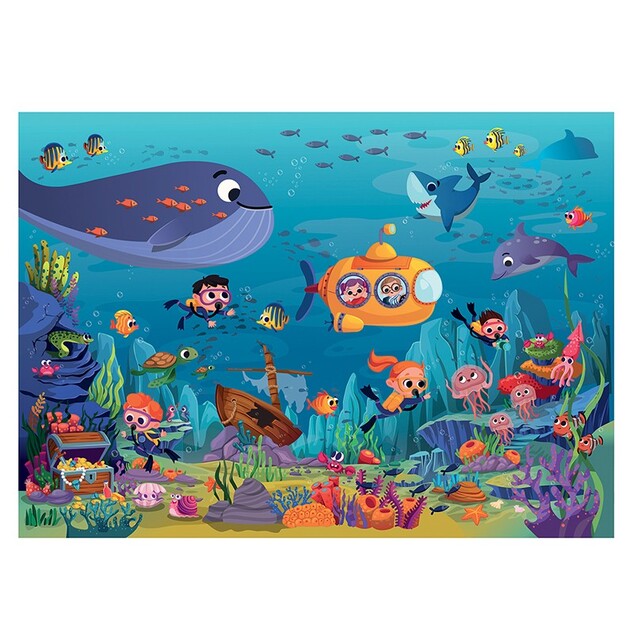 SENTOSPHERE Puzzle pentru copii cu poster Viața sub apă 36 piese