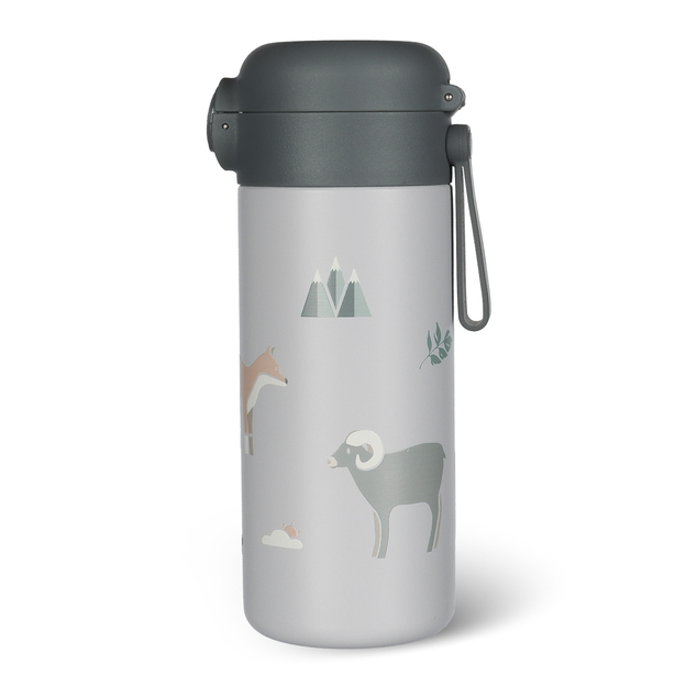 Termoska na tekutiny so slamkou a silikónovým držiakom 350 ml, Mountains
