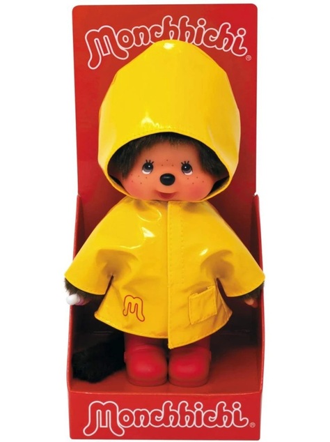 Monchhichi Mončiči chlapec so žltým pršiplášťom 20cm
