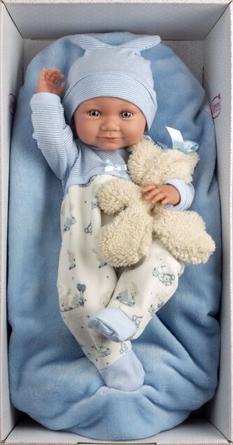 Llorens 73807 NEW BORN chlapček - realistická bábika bábätko s celovinylovým telom - 40