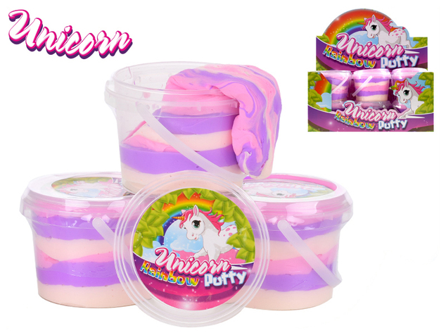 Pâte à modeler licorne rebondissante 110g licorne arc-en-ciel en pot
