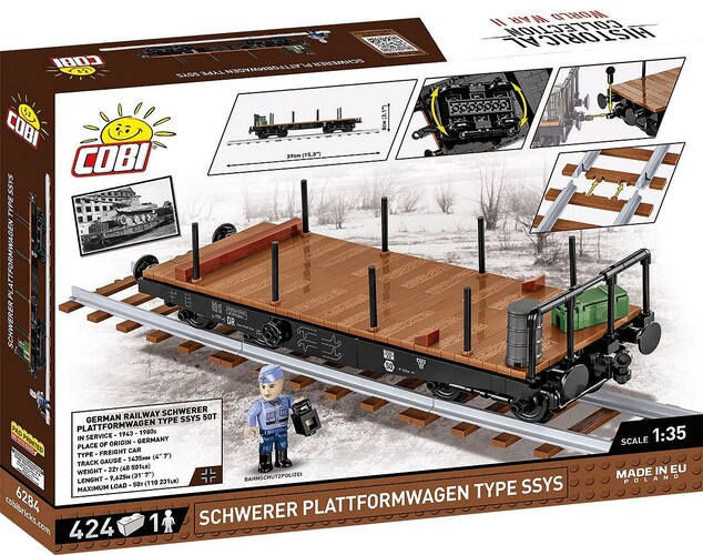 Cobi 6284 Schwerer plattformwagen type SSYS, 1:35, 424 k, 1 f