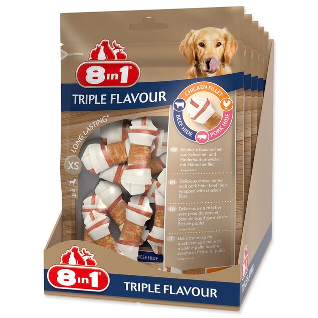 Pochúťka 8in1 Triple Flavour kosť žuvacia XS 21ks
