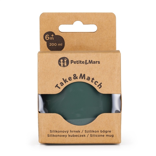 PETITE&amp;MARS Hrnček silikonový Take&amp;Match Misty Green 6m+
