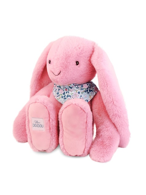Doudou Plyšový králik XXL so šatkou ružový 50 cm